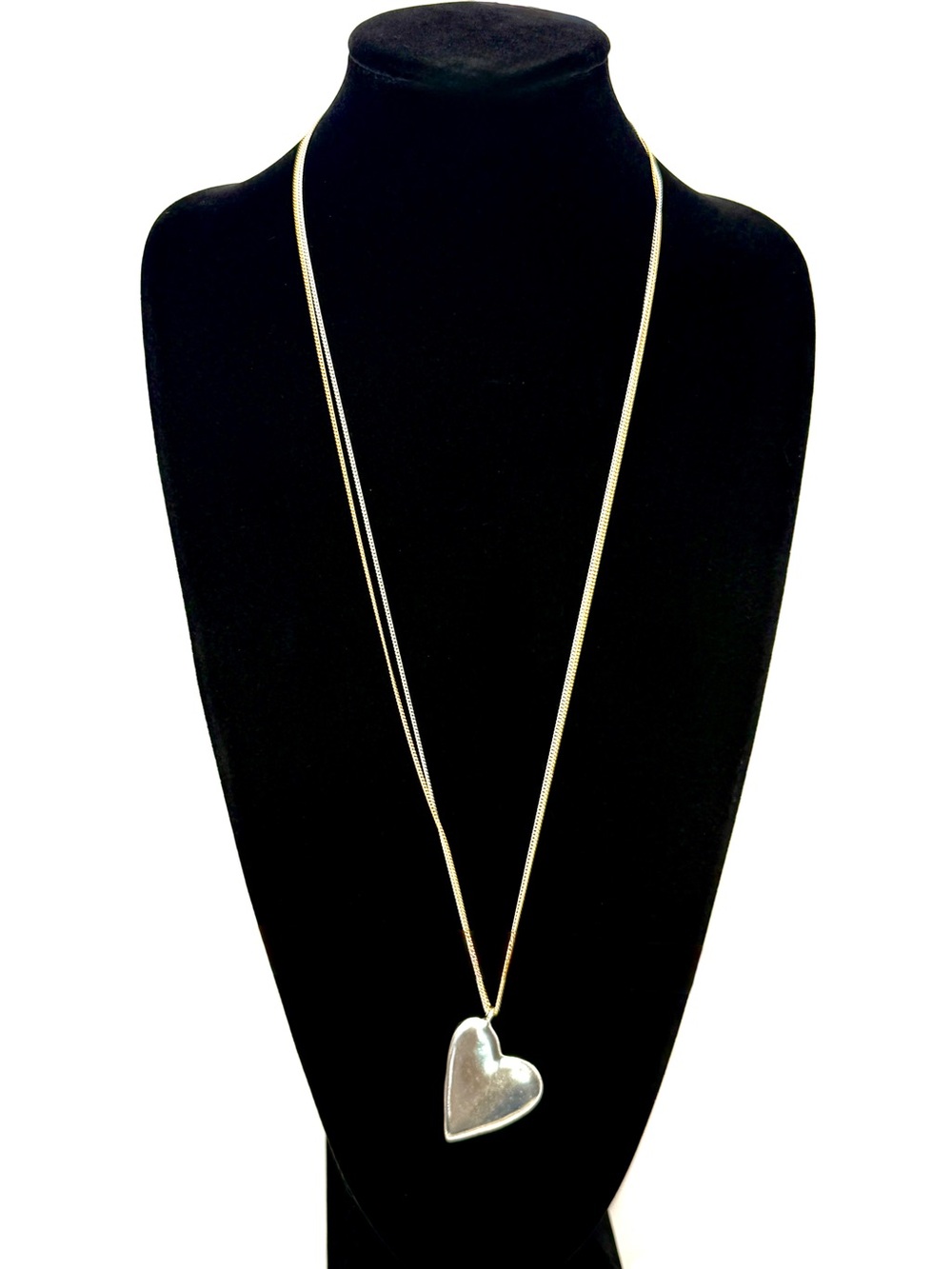 J.Jill Silver Heart Pendant Long Necklace 36” NWT